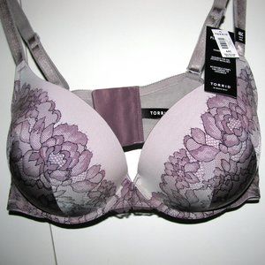 Torrid Plum Purple Lace Push Up Plunge bra NWT 46C